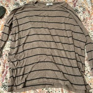 Carly Jean Los Angeles Brown Striped Top
